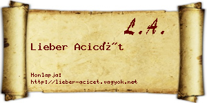 Lieber Acicét névjegykártya